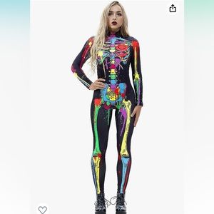 Neon Skeleton Jumpsuit Halloween Costume
